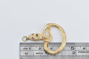 14K Victorian Snake Serpent Amethyst Ouroboros Pendant Yellow Gold