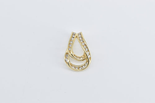 14K Curvy Vintage Diamond Draped Wave Fashion Pendant Yellow Gold