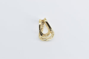 14K Curvy Vintage Diamond Draped Wave Fashion Pendant Yellow Gold