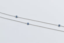 Load image into Gallery viewer, 14K Round Sapphire Diamond By the Yard Chain Necklace 20.5&quot; White Gold