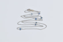 Load image into Gallery viewer, 14K Round Sapphire Diamond By the Yard Chain Necklace 20.5&quot; White Gold