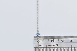 14K Round Sapphire Diamond By the Yard Chain Necklace 20.5" White Gold