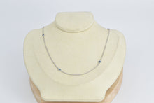 Load image into Gallery viewer, 14K Round Sapphire Diamond By the Yard Chain Necklace 20.5&quot; White Gold