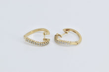 Load image into Gallery viewer, 14K 0.22 Ctw Diamond Wavy 17.4mm Huggies Hoop Earrings Yellow Gold