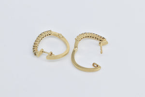 14K 0.22 Ctw Diamond Wavy 17.4mm Huggies Hoop Earrings Yellow Gold