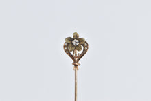 Load image into Gallery viewer, 10K Victorian Seed Pearl Diamond Flower Daisy Stick Pin Yellow Gold