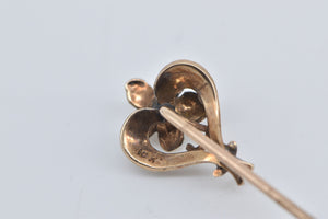 10K Victorian Seed Pearl Diamond Flower Daisy Stick Pin Yellow Gold