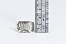 Load image into Gallery viewer, Sterling Silver Squared Men&#39;s Dot Trim Fashion CZ Statement Ring