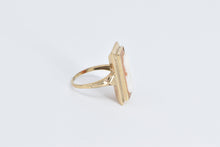 Load image into Gallery viewer, 14K Square Carved Shell Cameo Vintage Statement Ring Yellow Gold