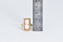 Load image into Gallery viewer, 14K Square Carved Shell Cameo Vintage Statement Ring Yellow Gold