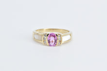 Load image into Gallery viewer, 10K Oval Pink Sapphire Diamond Mother of Pearl Ring Yellow Gold