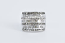 Load image into Gallery viewer, Sterling Silver 2.00 Ctw Layered Diamond Row Statement Band Ring