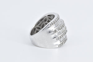 Sterling Silver 2.00 Ctw Layered Diamond Row Statement Band Ring