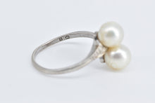 Load image into Gallery viewer, Sterling Mikimoto Two Pearl Vintage Bypass Fashion Ring