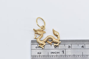 14K Ornate Chinese Dragon 3D Traditional Charm/Pendant Yellow Gold