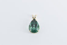 Load image into Gallery viewer, 14K Pear Green Quartz Solitaire Classic Statement Pendant Yellow Gold