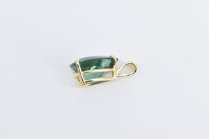 14K Pear Green Quartz Solitaire Classic Statement Pendant Yellow Gold