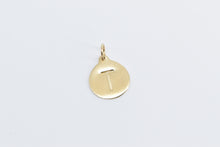 Load image into Gallery viewer, 14K T Letter Monogram Initial Round Typewriter Charm/Pendant Yellow Gold