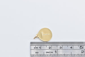 14K T Letter Monogram Initial Round Typewriter Charm/Pendant Yellow Gold