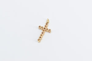 14K Diamond Ruby Cross Christian Faith Symbol Pendant Yellow Gold