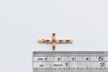 Load image into Gallery viewer, 14K Diamond Ruby Cross Christian Faith Symbol Pendant Yellow Gold