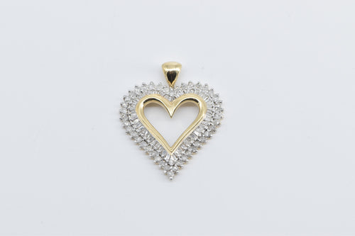 10K 1.50 Ctw Diamond Encrusted Heart Love Symbol Pendant Yellow Gold