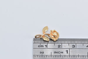 14K Rose Diamond Cut Flower Romantic Charm/Pendant Yellow Gold