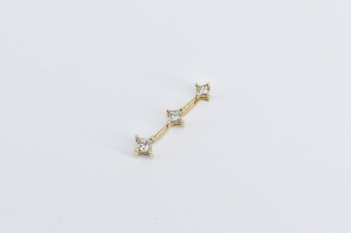 14K 0.15 Ctw Princess Diamond Tiered Bar Drop Pendant Yellow Gold