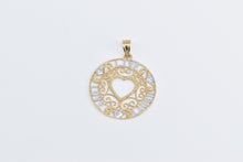 Load image into Gallery viewer, 10K Heart Live Laugh Love Filigree Round Charm/Pendant Yellow Gold