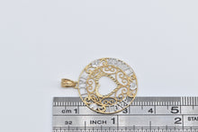 Load image into Gallery viewer, 10K Heart Live Laugh Love Filigree Round Charm/Pendant Yellow Gold