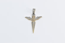 Load image into Gallery viewer, 10K Diamond Winged Dagger Throwing Knife Charm/Pendant Yellow Gold