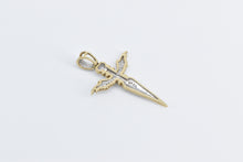 Load image into Gallery viewer, 10K Diamond Winged Dagger Throwing Knife Charm/Pendant Yellow Gold