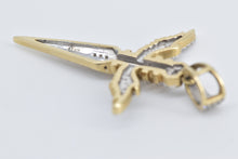 Load image into Gallery viewer, 10K Diamond Winged Dagger Throwing Knife Charm/Pendant Yellow Gold