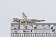 Load image into Gallery viewer, 10K Diamond Winged Dagger Throwing Knife Charm/Pendant Yellow Gold