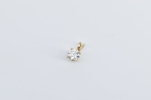 14K 0.20 Ct Classic Diamond Solitaire Simple Pendant Yellow Gold