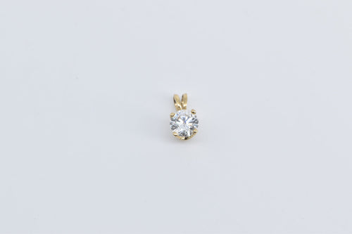14K 0.44 Ct Diamond Round Solitaire Vintage Pendant Yellow Gold