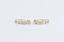 Load image into Gallery viewer, 14K Vintage Baguette Diamond Oval Fashion Hoop Earrings Yellow Gold