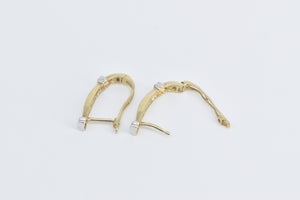 14K Vintage Baguette Diamond Oval Fashion Hoop Earrings Yellow Gold