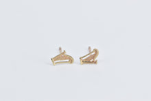 Load image into Gallery viewer, 14K Harp Musical Instrument Vintage Fashion Stud Earrings Yellow Gold