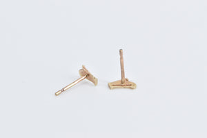 14K Harp Musical Instrument Vintage Fashion Stud Earrings Yellow Gold