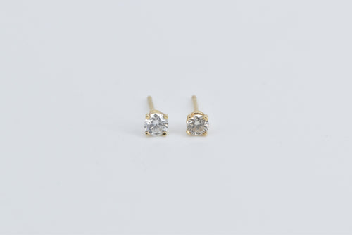 14K 0.35 Ctw Diamond Solitaire Classic Stud Earrings Yellow Gold