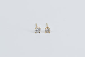 14K 0.35 Ctw Diamond Solitaire Classic Stud Earrings Yellow Gold