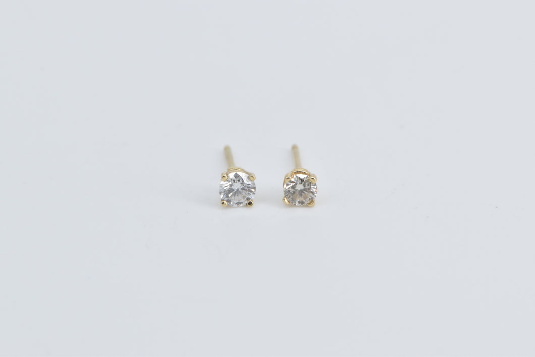 14K 0.35 Ctw Diamond Solitaire Classic Stud Earrings Yellow Gold