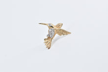 Load image into Gallery viewer, 14K Pave Diamond Encrusted Hummingbird Pin/Brooch Yellow Gold