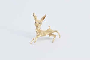 14K 1960's Sapphire Eyed Baby Deer Fawn Pin/Brooch Yellow Gold