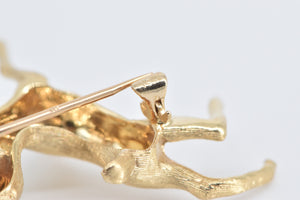 14K 1960's Sapphire Eyed Baby Deer Fawn Pin/Brooch Yellow Gold