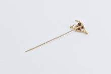 Load image into Gallery viewer, 14K Four Leaf Clover Enamel Victorian Lucky Stick Pin Yellow Gold