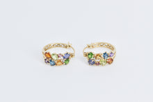 Load image into Gallery viewer, 14K Rainbow Gemstone Diamond 17mm Hoop Earrings Yellow Gold