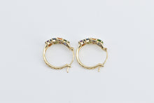 Load image into Gallery viewer, 14K Rainbow Gemstone Diamond 17mm Hoop Earrings Yellow Gold