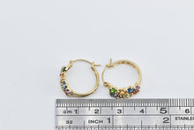 Load image into Gallery viewer, 14K Rainbow Gemstone Diamond 17mm Hoop Earrings Yellow Gold